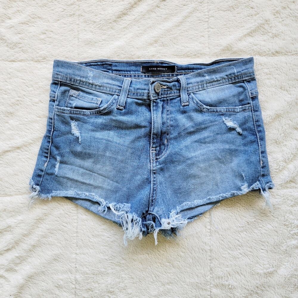 Flying Monkey Raw Hem Shortie Shorts